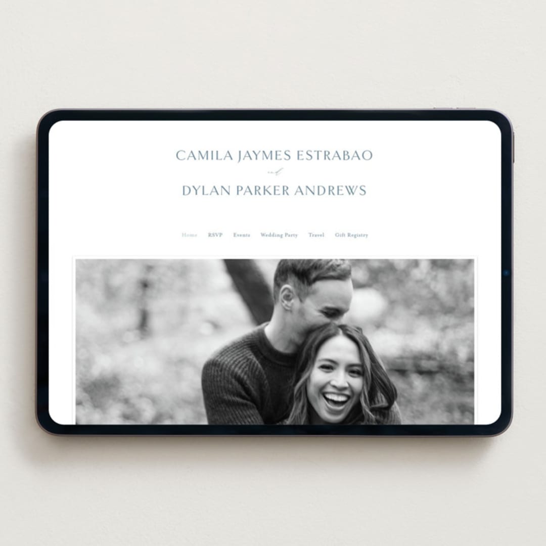 "graceful" - Wedding Website in Dusty Blue by Jennifer Postorino - Desktop Design