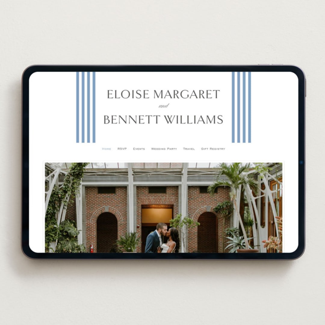 "Boulevard" - Wedding Website in French Blue by Megan Davis - Desktop Design