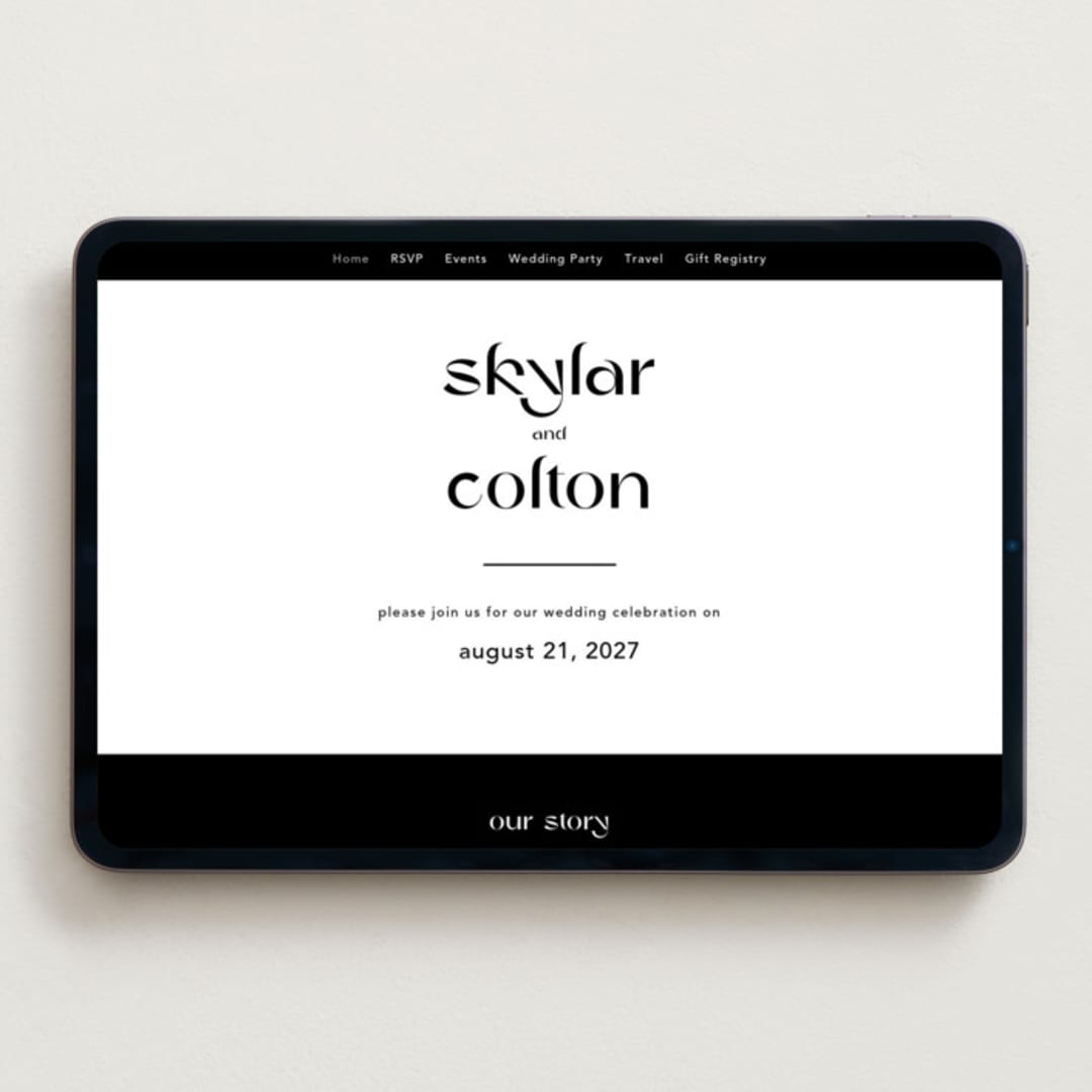 "Marcona" - Wedding Website in Ink by Blustery August - Desktop Design