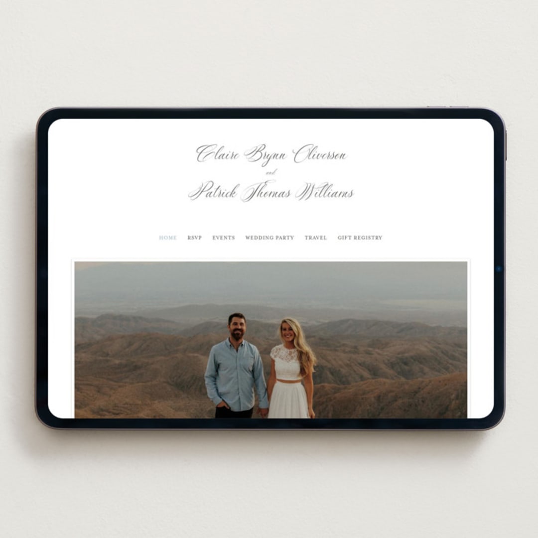 "Dotted Classic" - Wedding Website in Hydrangea by Carolyn MacLaren - Desktop Design