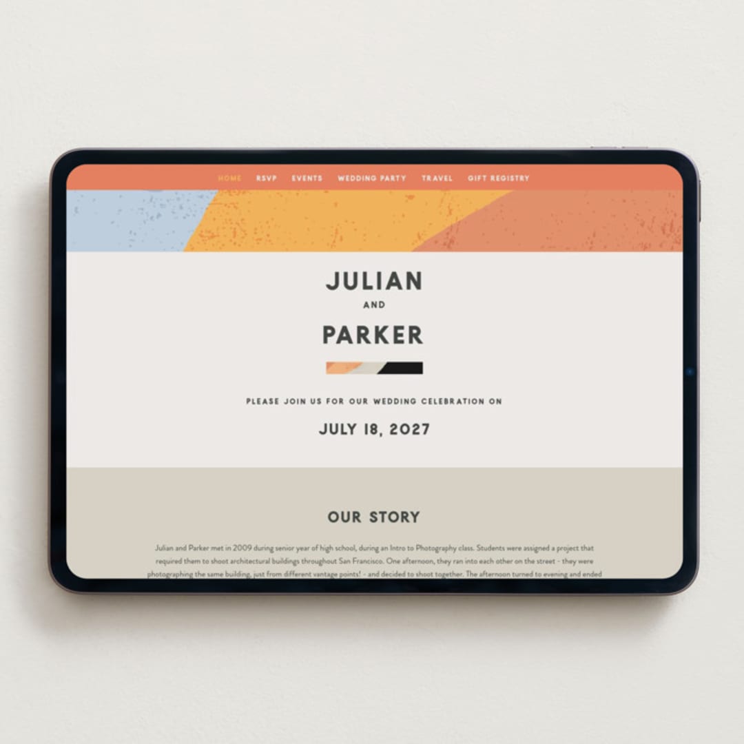 "Canyon Wall" - Wedding Website in Sunset by Robin Ott - Desktop Design