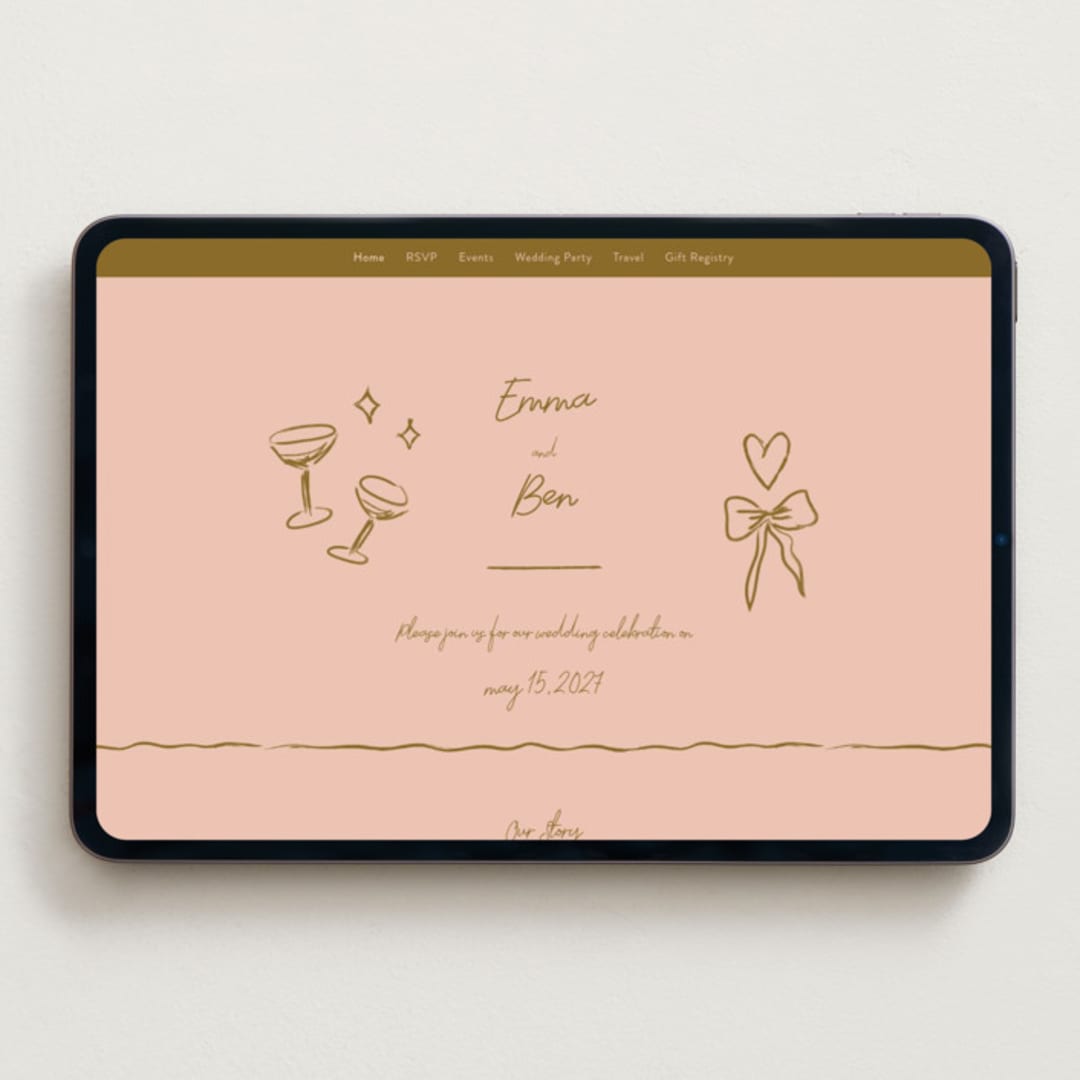 "Handwritten Letter" - Wedding Website in Butterscotch by Helena Vitto - Desktop Design
