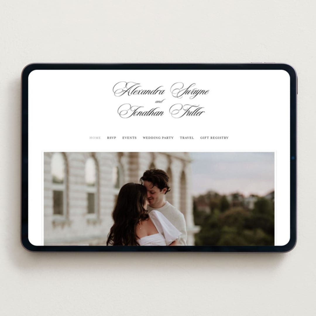 "Black Tie" - Wedding Website in Ink by That Girl Press - Desktop Design