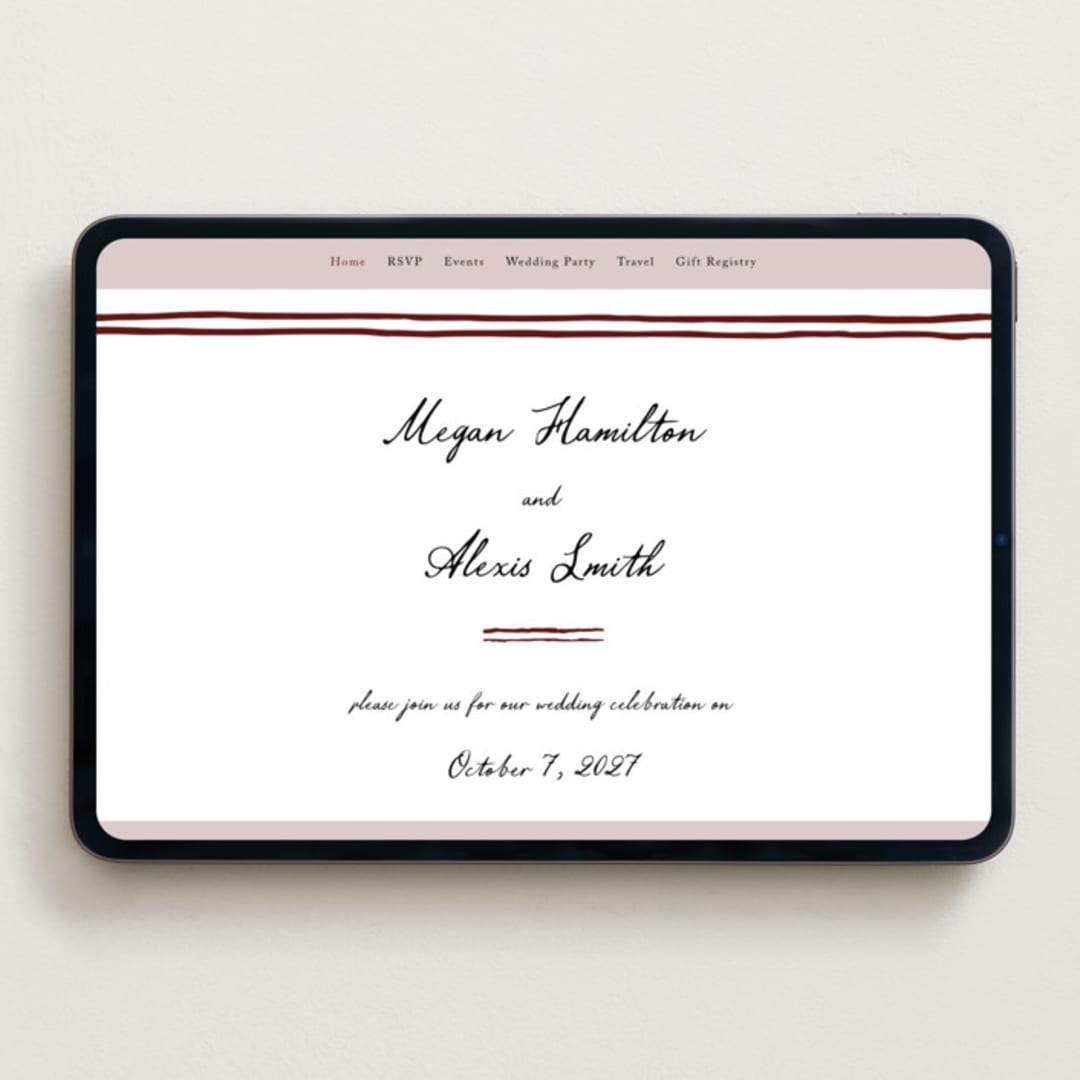 "Handwritten" - Wedding Website in Wine by Cass Loh - Desktop Design