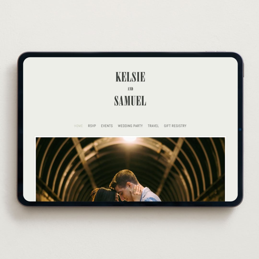 "Flynn" - Wedding Website in Ash by Kelly Watkins - Desktop Design