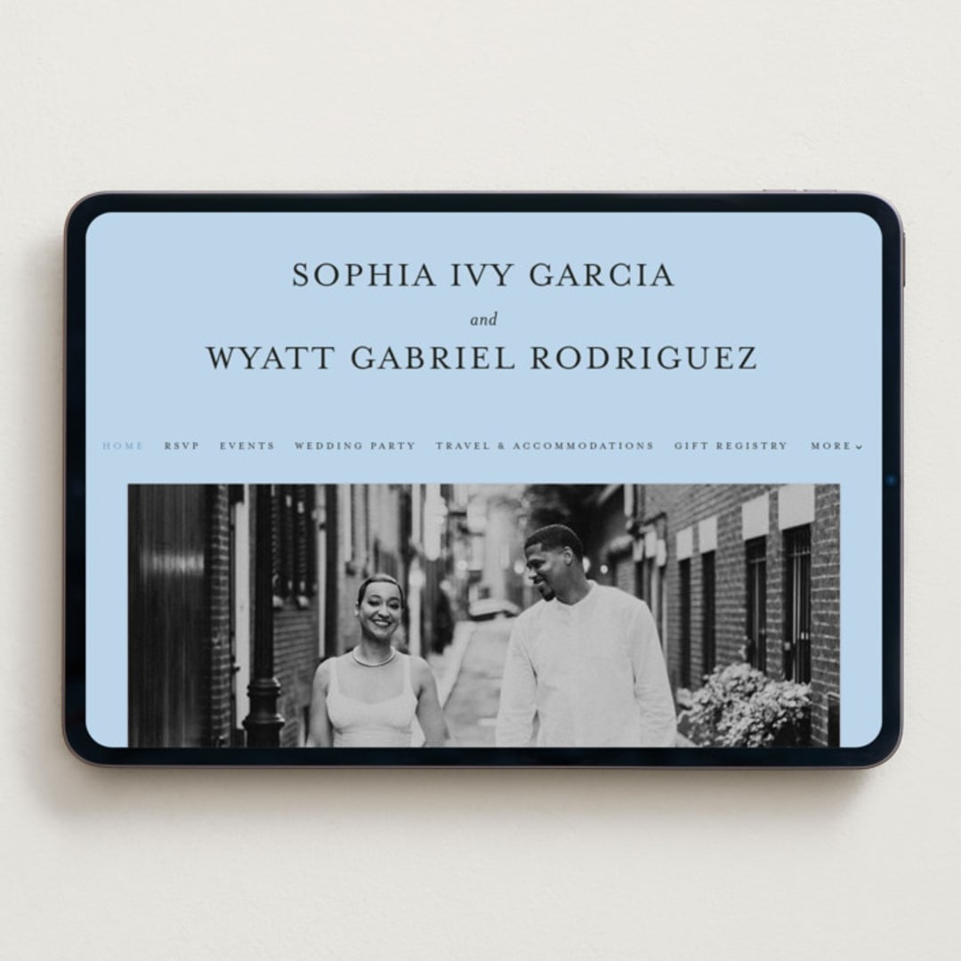 "Tarte Tatin" - Wedding Website in Sky by Blustery August - Desktop Design