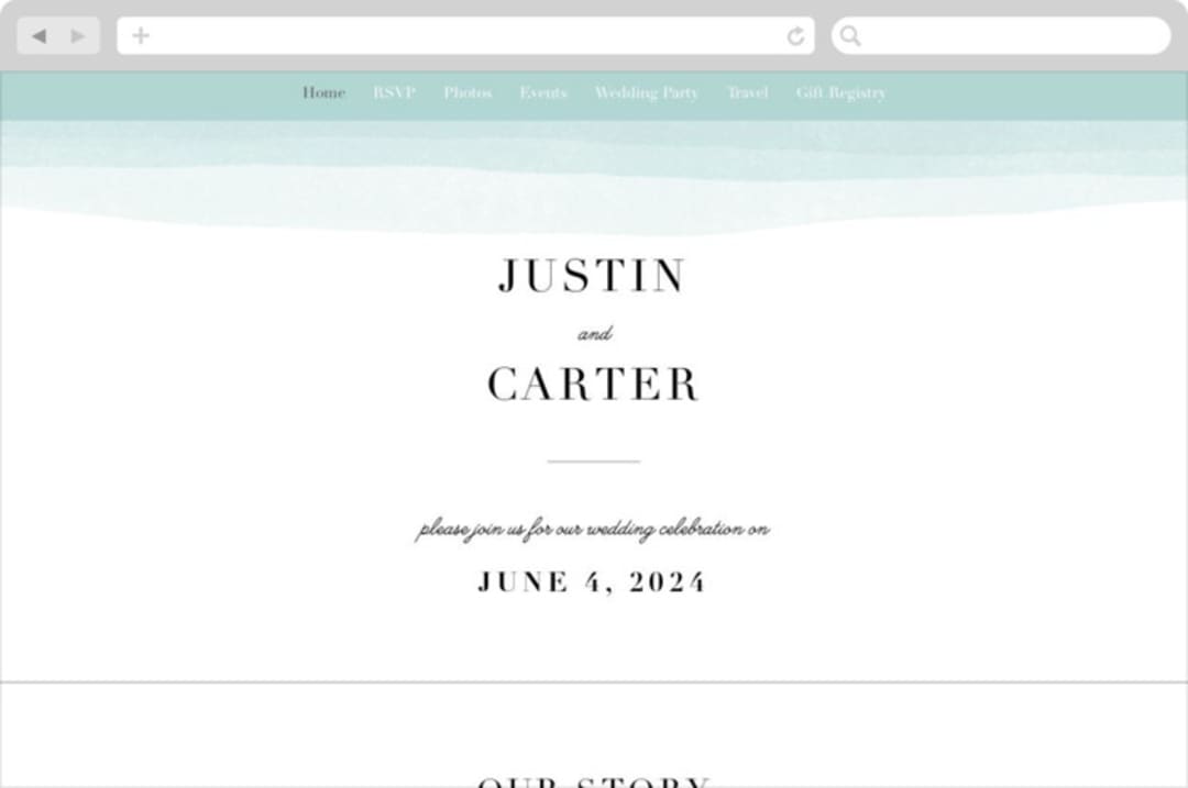 "Old Post Road" - Wedding Website in Sea Salt by Jennifer Wick - Desktop Design