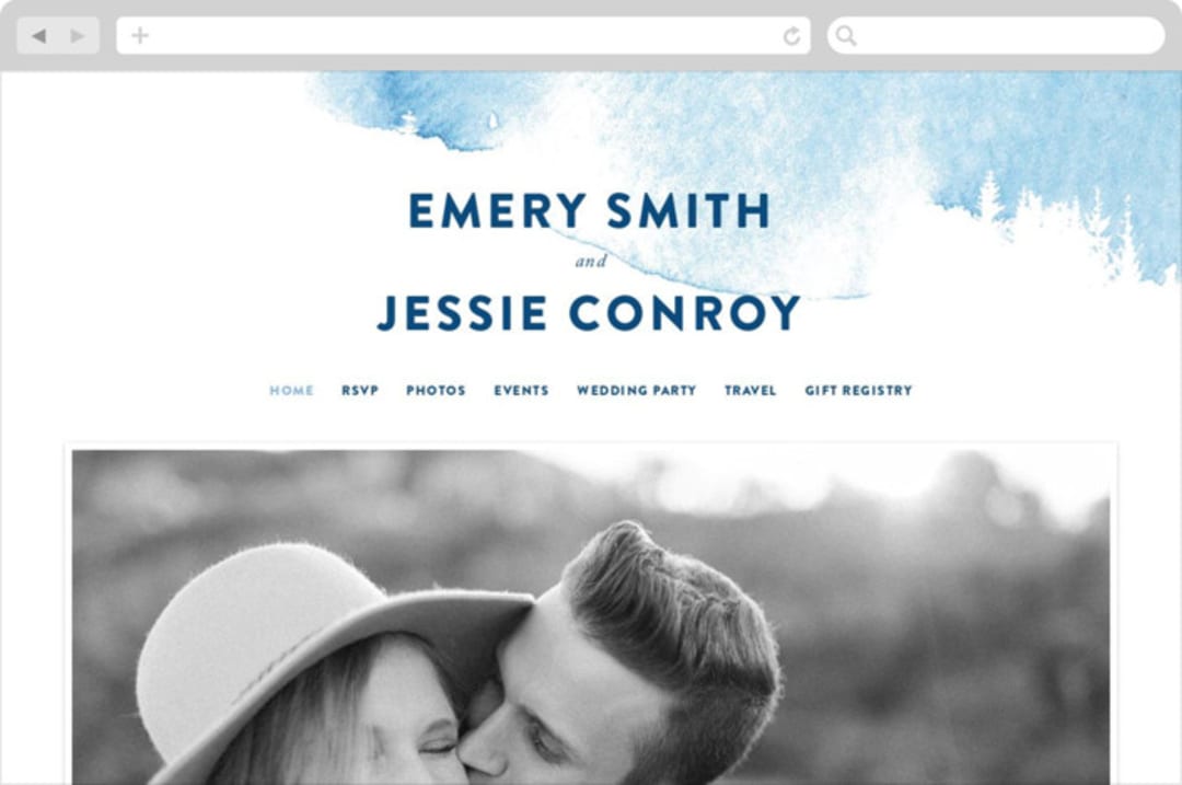"misty forest" - Wedding Website in Navy by Ariel Rutland - Desktop Design
