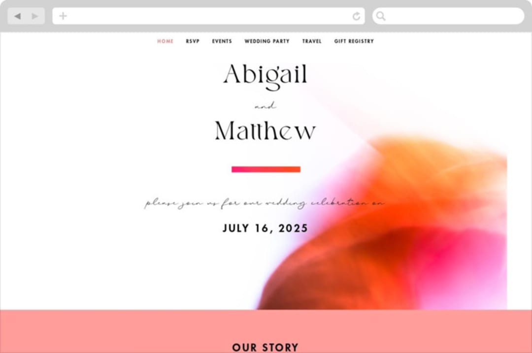 "Flamenco" - Wedding Website in Hibiscus by Catherine Culvenor - Desktop Design