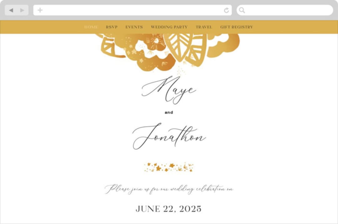 "Sparks" - Wedding Website in Sunshine by Corie Page - Desktop Design