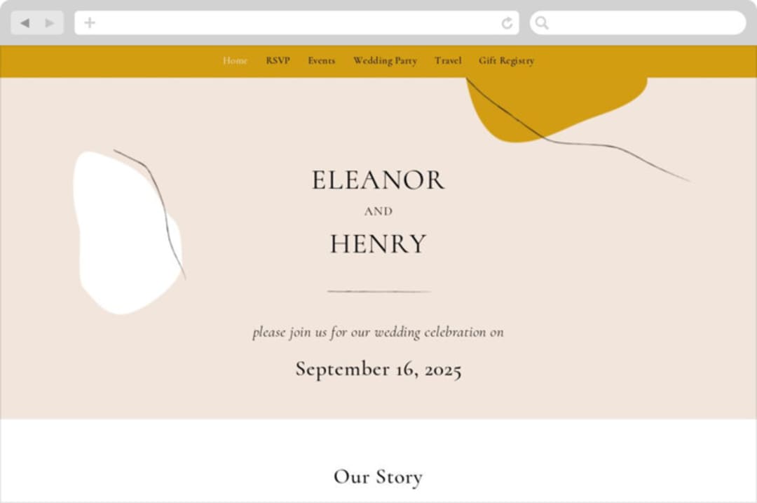 "Trust" - Wedding Website in Ochre by Wendy Chung - Desktop Design