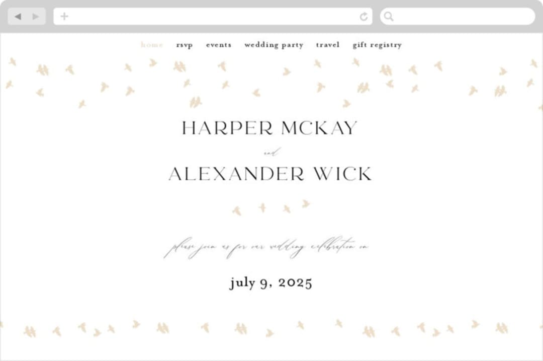 "Soar" - Wedding Website in Cream by Phrosné Barwood - Desktop Design