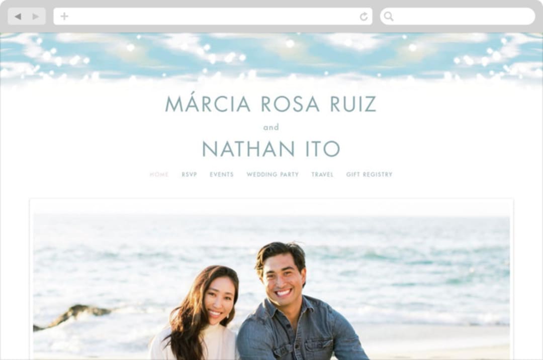 "Glisten" - Wedding Website in Rose Quartz by Sam Dubeau - Desktop Design