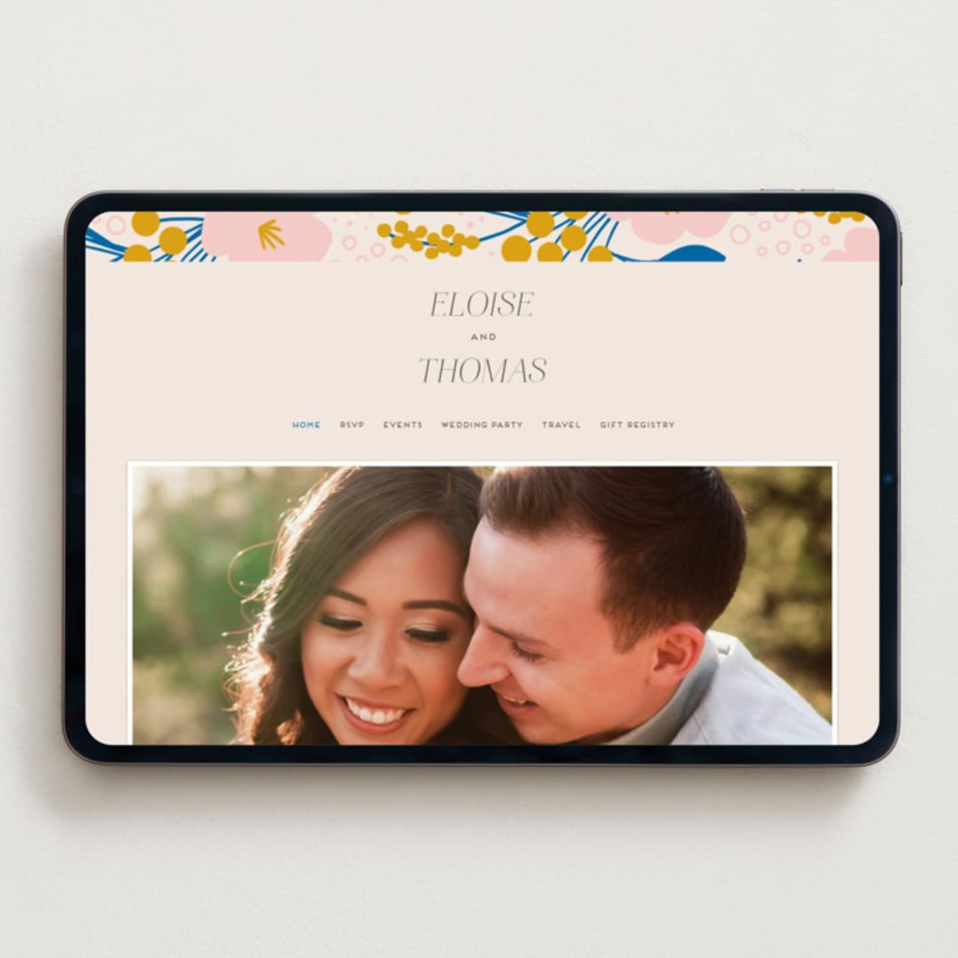 "Blossoms Abound" - Wedding Website in Cobalt by Genna Blackburn - Desktop Design