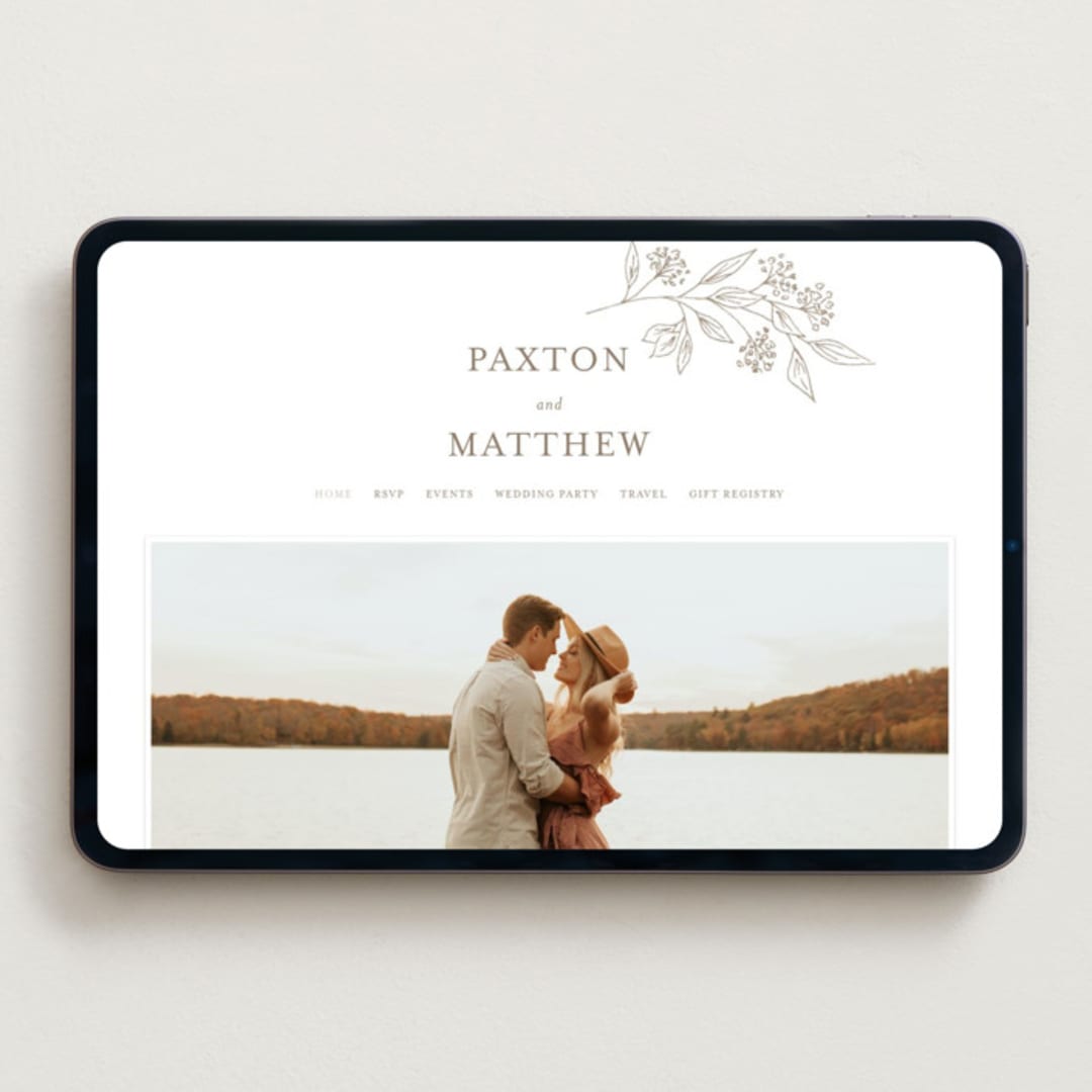 "Monogrammed" - Wedding Website in Taupe by Chris Griffith - Desktop Design