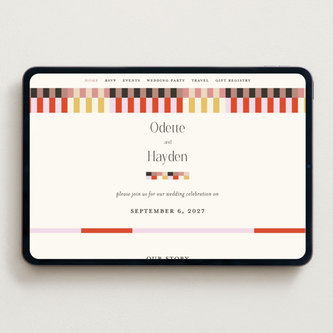 "Quilted Grid" - Wedding Website in Petal by Morgan Kendall - Desktop Design