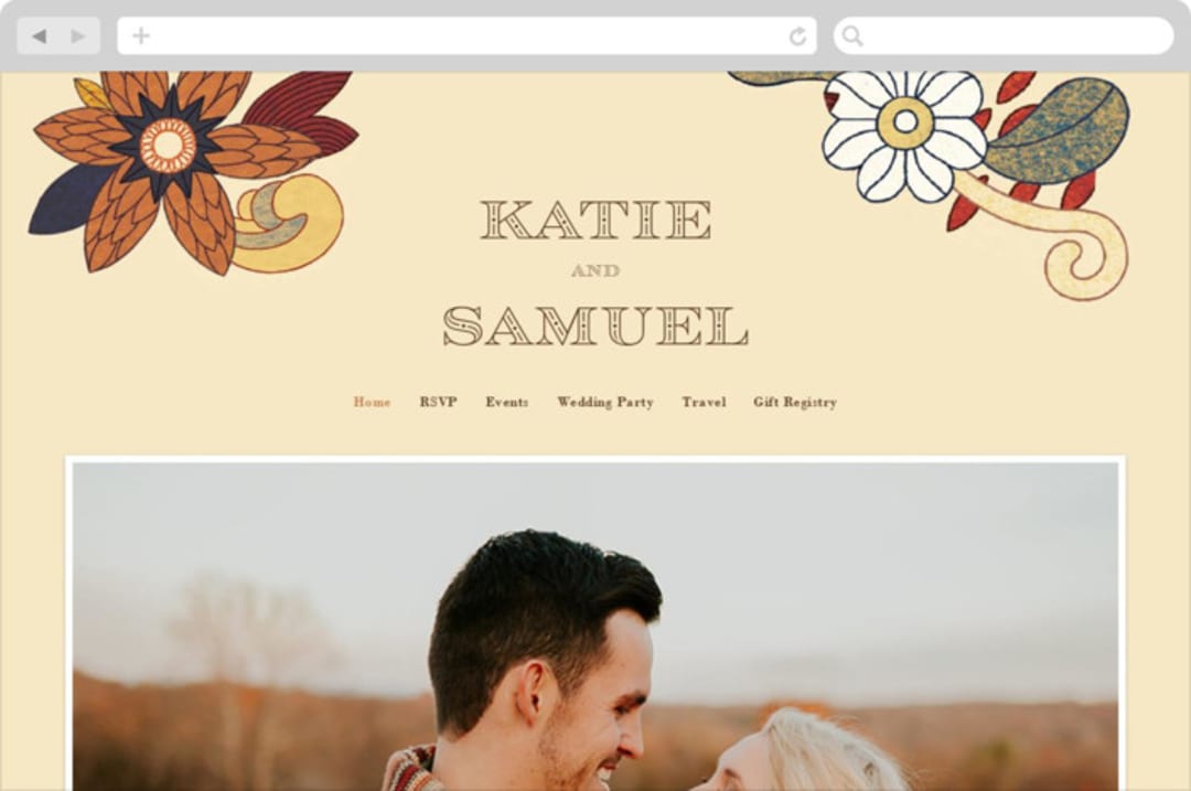 "Nouveau Love" - Wedding Website in Umber by Morgan Ramberg - Desktop Design