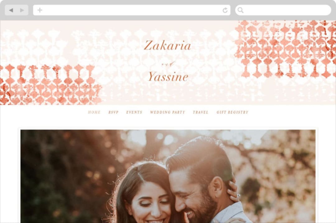 "Moroccan Jewel" - Wedding Website in Sepia Sunset by Zhay Smith - Desktop Design
