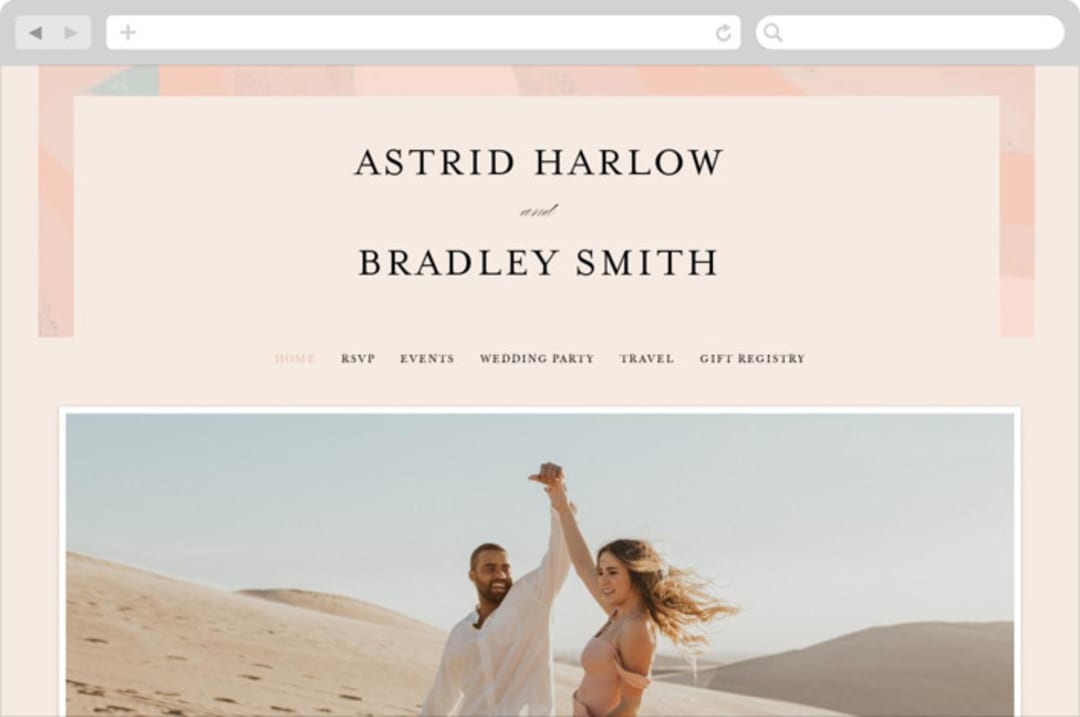 "Marbled Arch" - Wedding Website in Peach by Anna Elder - Desktop Design