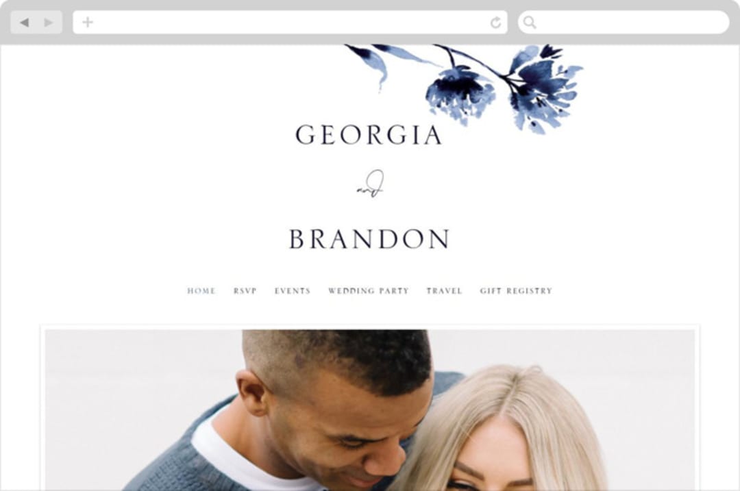 "A Wedding Watercolor" - Wedding Website in Cornflower by Chris Griffith - Desktop Design