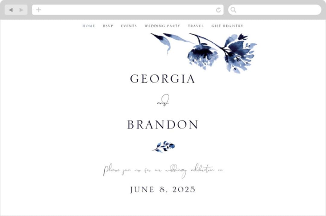 "A Wedding Watercolor" - Wedding Website in Cornflower by Chris Griffith - Desktop Design