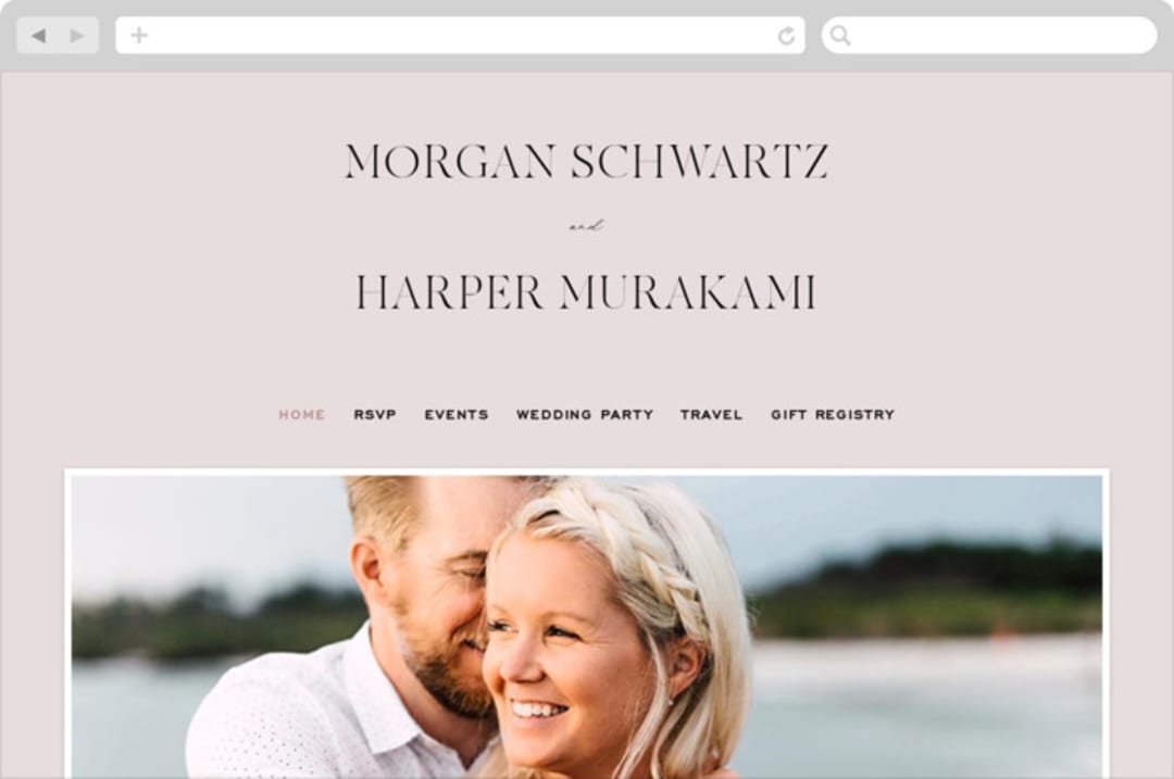 "Coco" - Wedding Website in Linen by Carly Reed Walker - Desktop Design