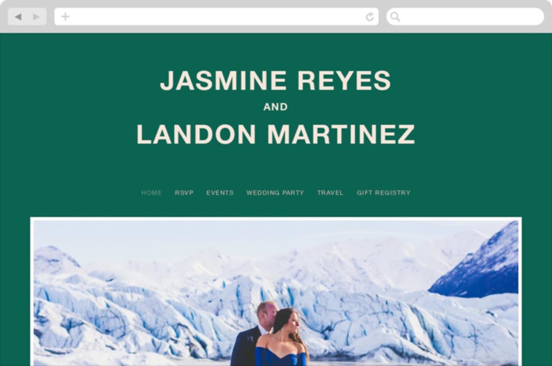 "Bold Type" - Wedding Website in Parrot by Owl and Toad - Desktop Design