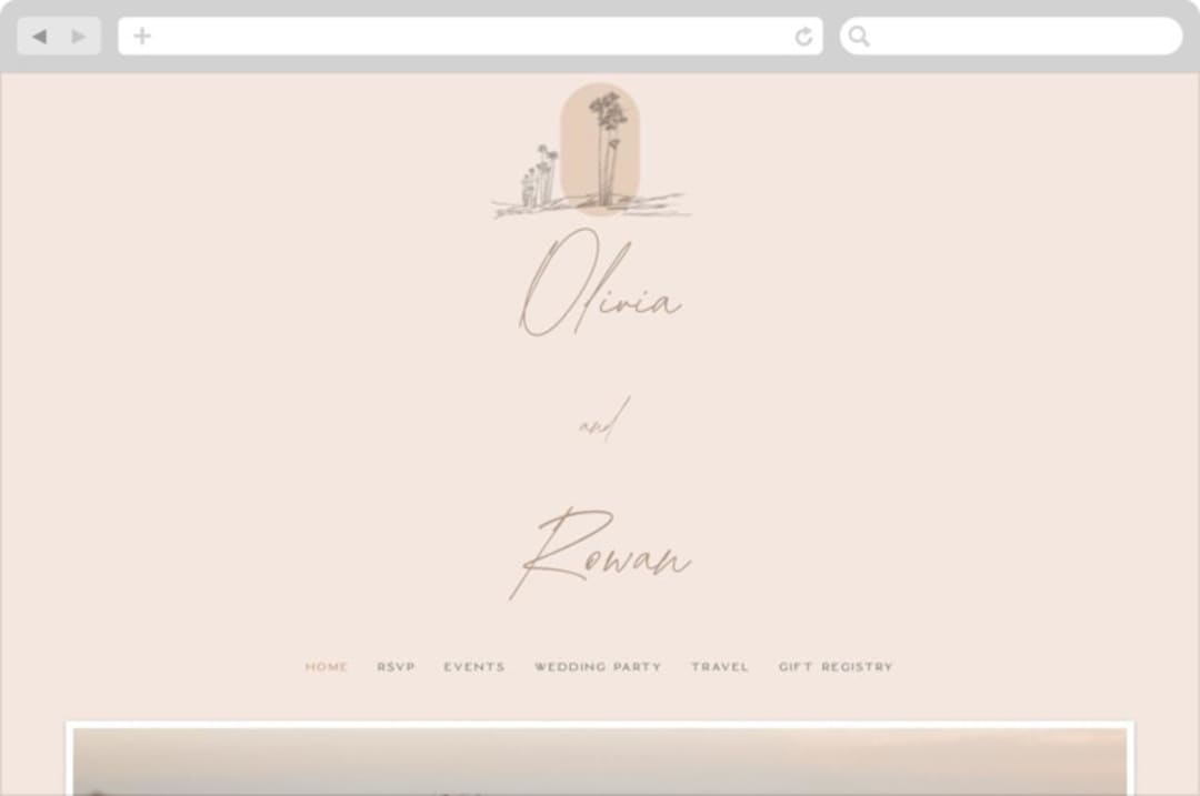 "Sunset Beach" - Wedding Website in Sand by Owl and Toad - Desktop Design