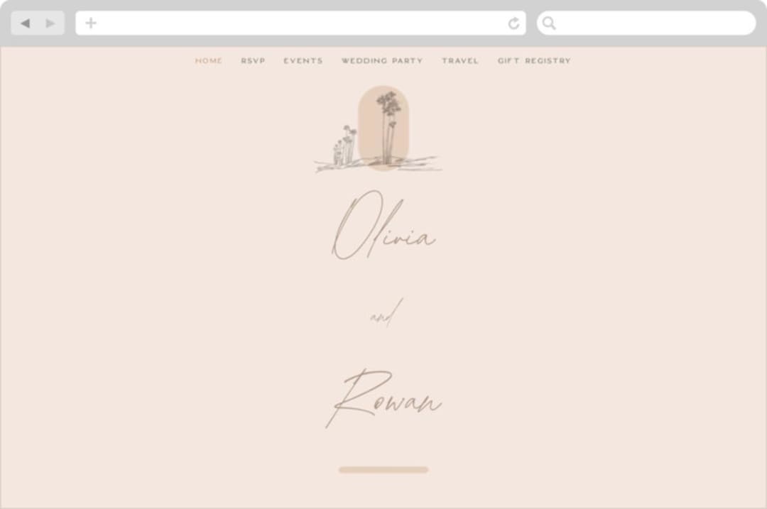 "Sunset Beach" - Wedding Website in Sand by Owl and Toad - Desktop Design