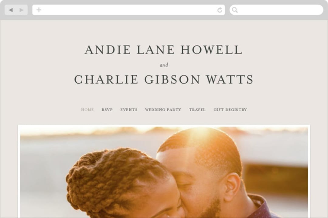 "Happily Ever After" - Wedding Website in Buff by Sara Hicks Malone - Desktop Design