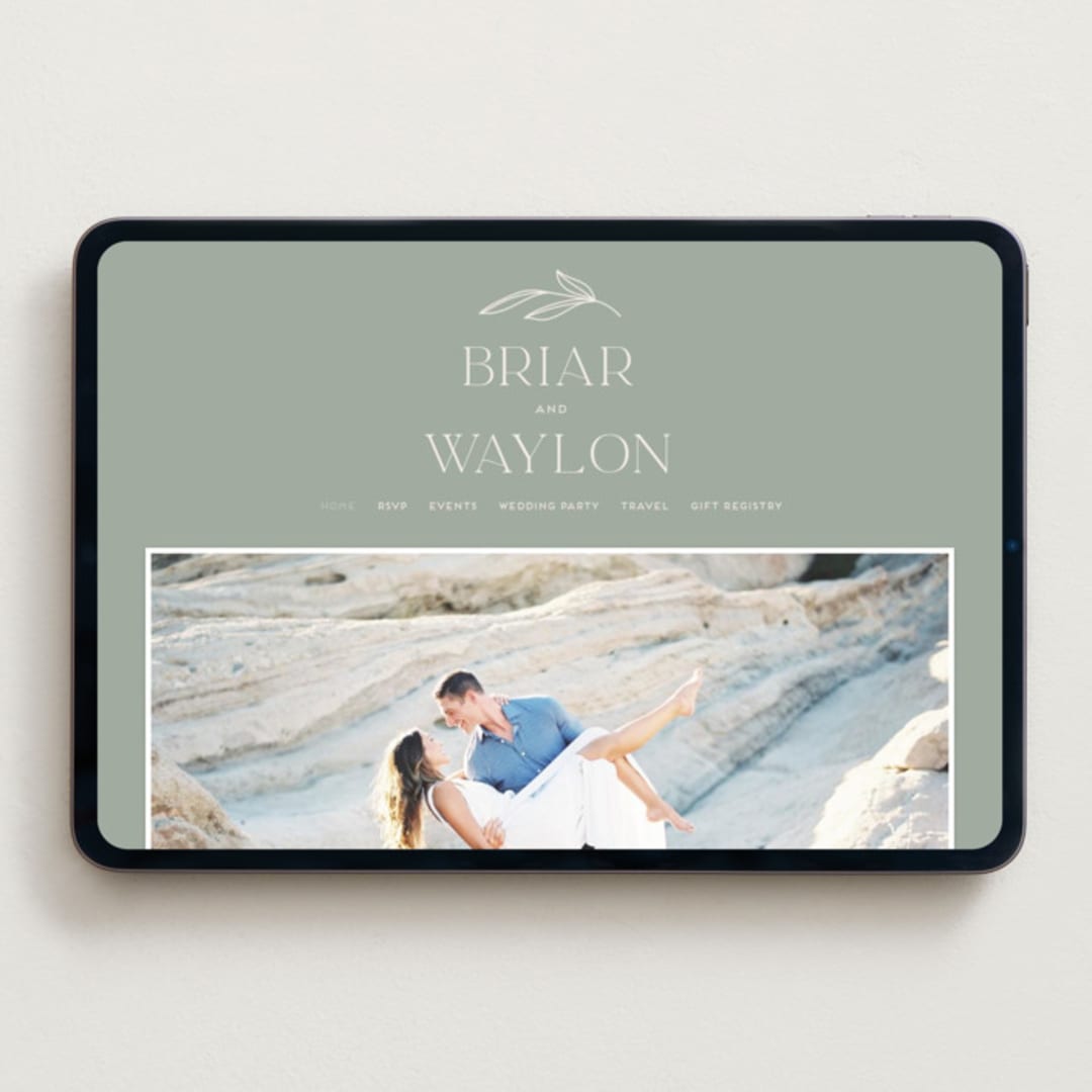 "Soft Arch" - Wedding Website in Sage by Erica Krystek - Desktop Design