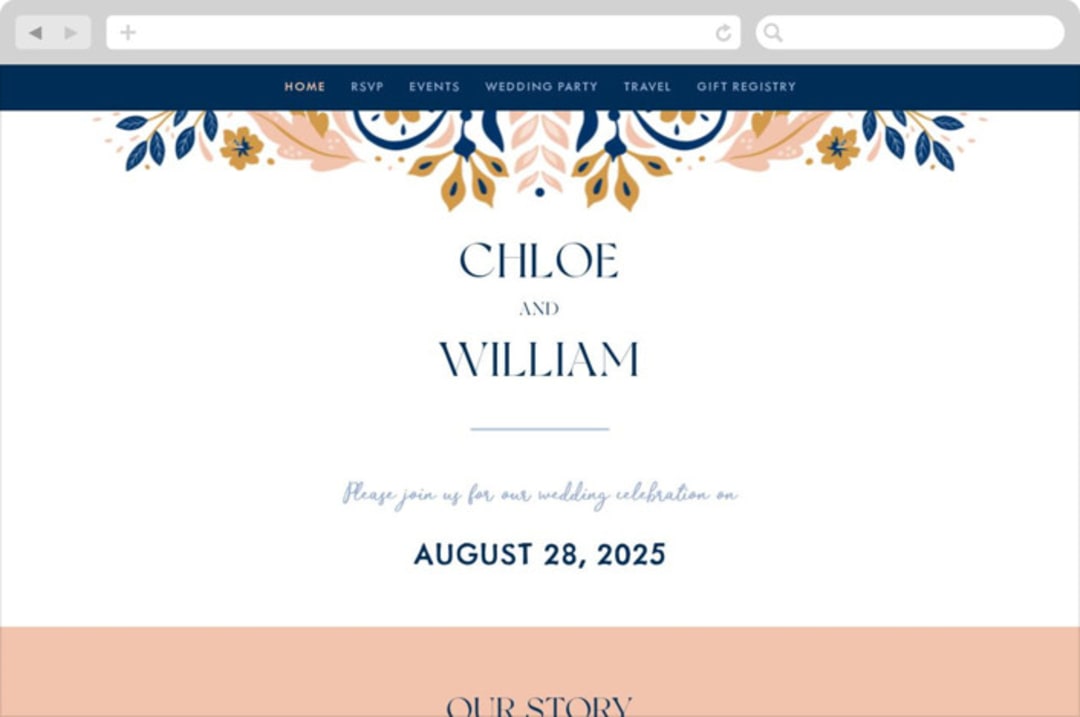 "modern folk" - Wedding Website in Blush by GeekInk Design - Desktop Design