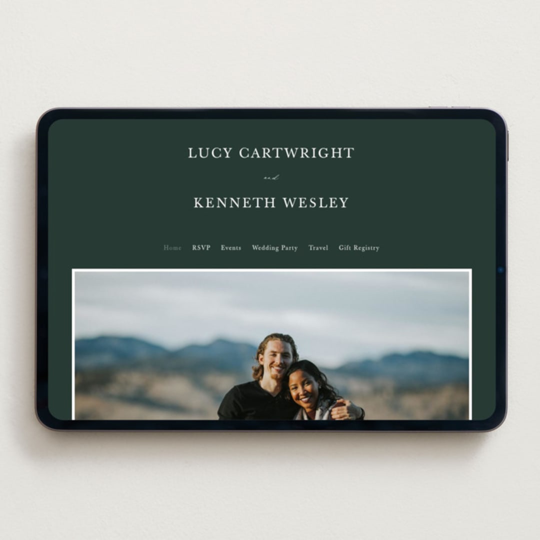 "Mountainview" - Wedding Website in Evergreen by Sarah Brown - Desktop Design