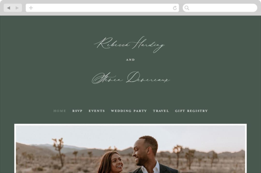 "Branchlet" - Wedding Website in Hunter by Sarah Brown - Desktop Design
