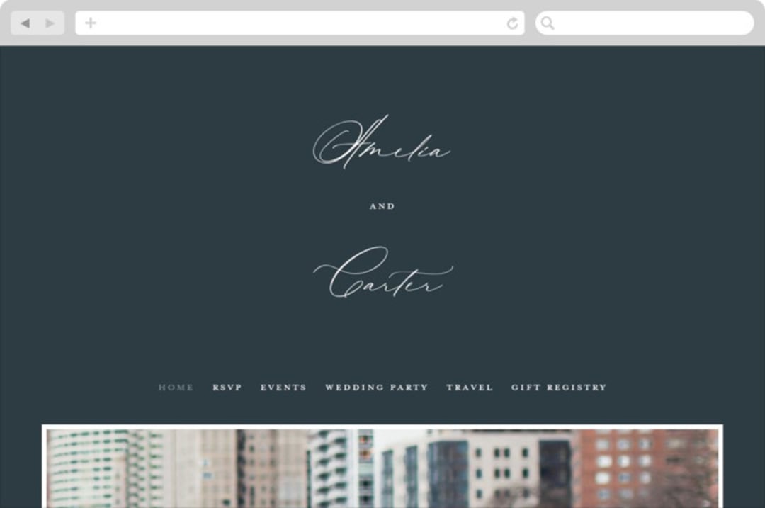 "Modern Vintage" - Wedding Website in Jade by Emily Betts - Desktop Design