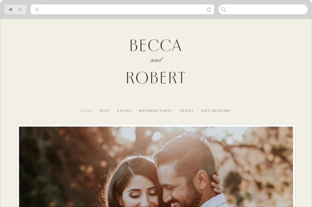 "Elegant Type" - Wedding Website in Cream by Louise Kay - Desktop Design