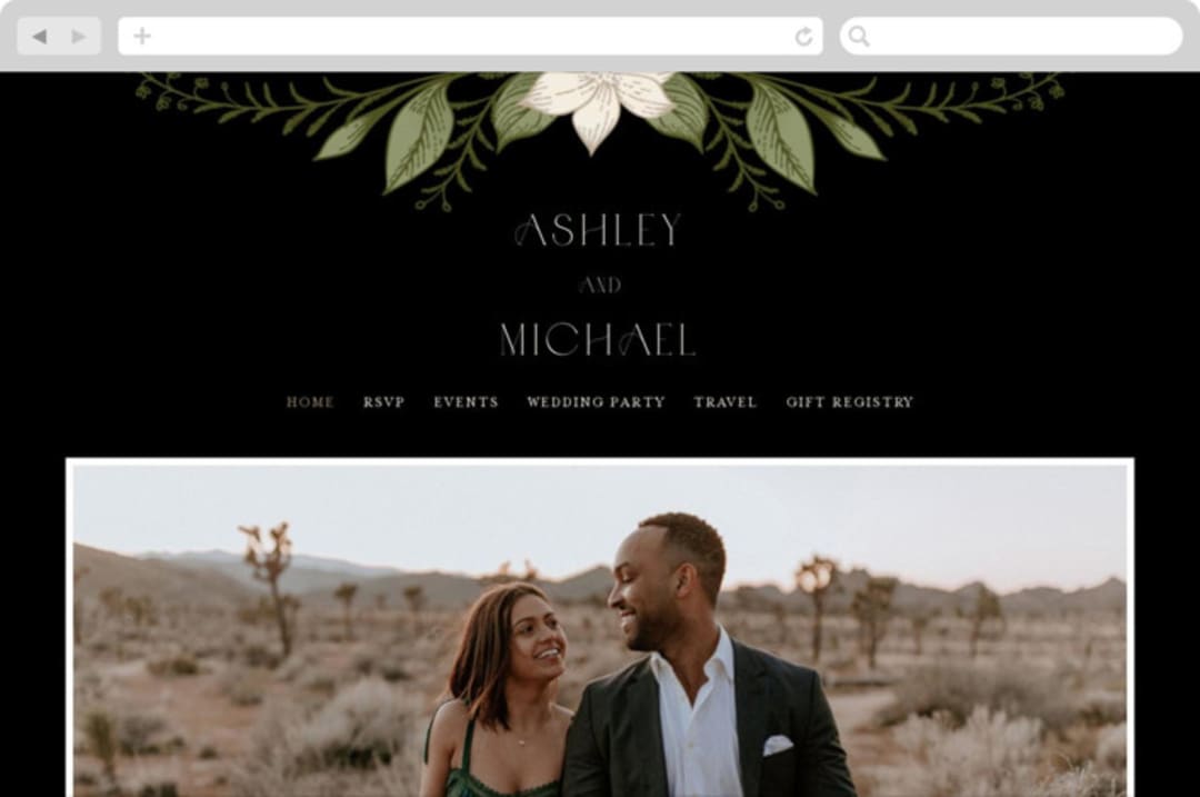 "Vintage Print" - Wedding Website in Licorice by GeekInk Design - Desktop Design