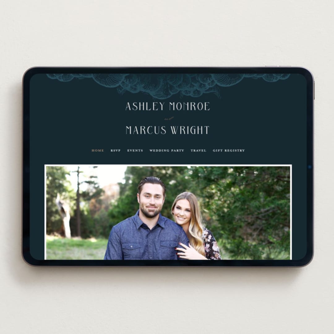 "Deco Garden" - Wedding Website in Dusk by GeekInk Design - Desktop Design