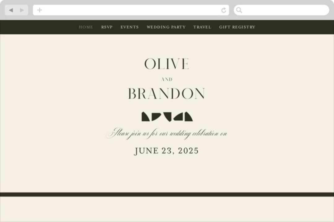 "Warner" - Wedding Website in Emerald by Carrie ONeal - Desktop Design
