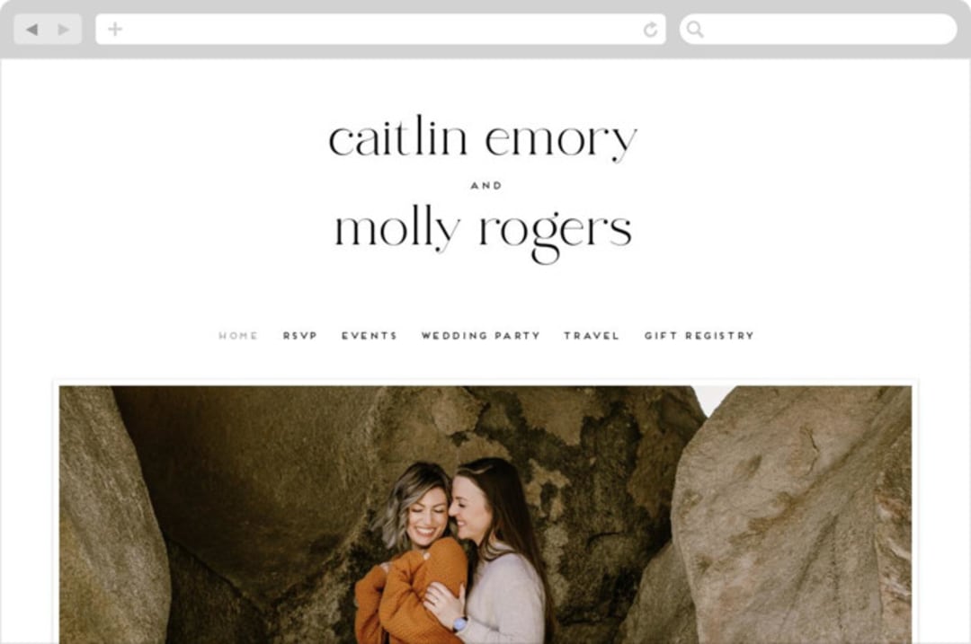 "Split Line" - Wedding Website in Black Tie by Amy Payne - Desktop Design