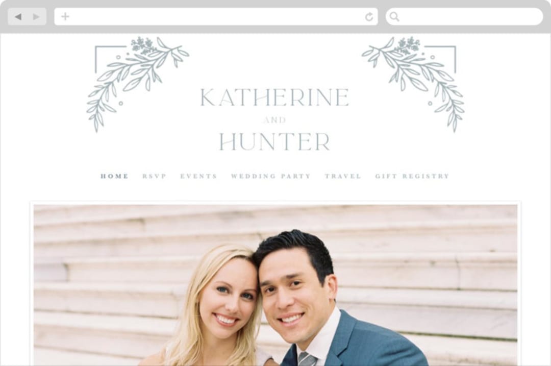 "Modern Crest" - Wedding Website in Sea by Kristen Smith - Desktop Design