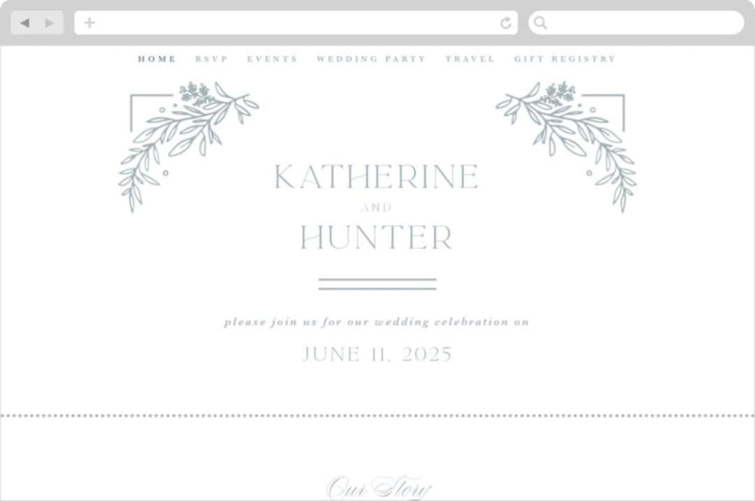 "Modern Crest" - Wedding Website in Sea by Kristen Smith - Desktop Design