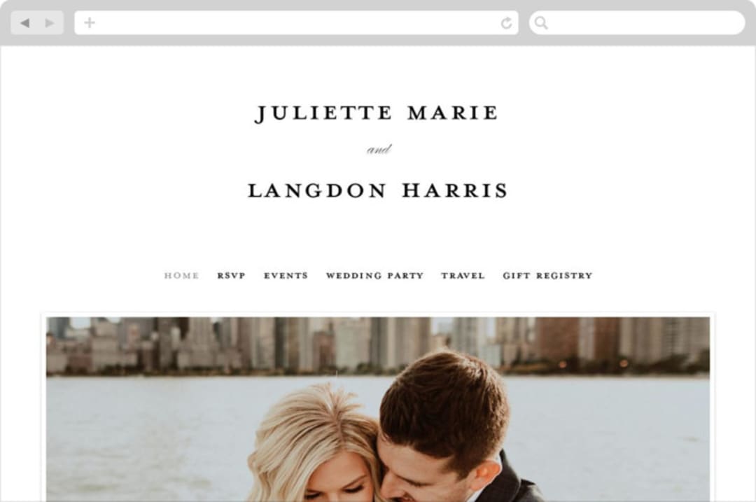 "Beyond Words" - Wedding Website in Snow by Kimberly FitzSimons - Desktop Design