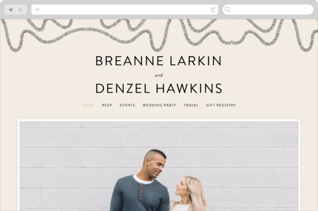 "Wavy" - Wedding Website in Jet by Jen Owens - Desktop Design