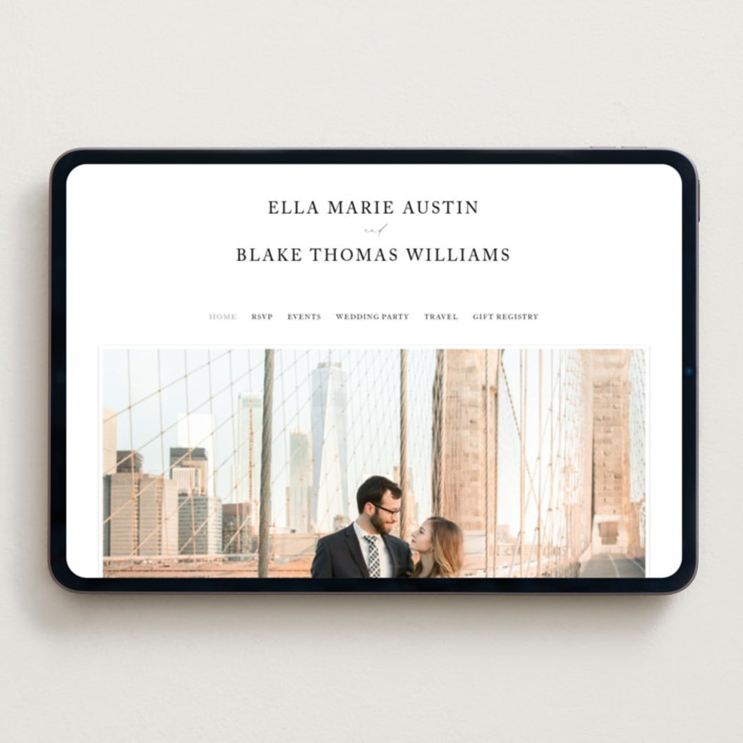 "Breathe" - Wedding Website in Linen by Jennifer Postorino - Desktop Design