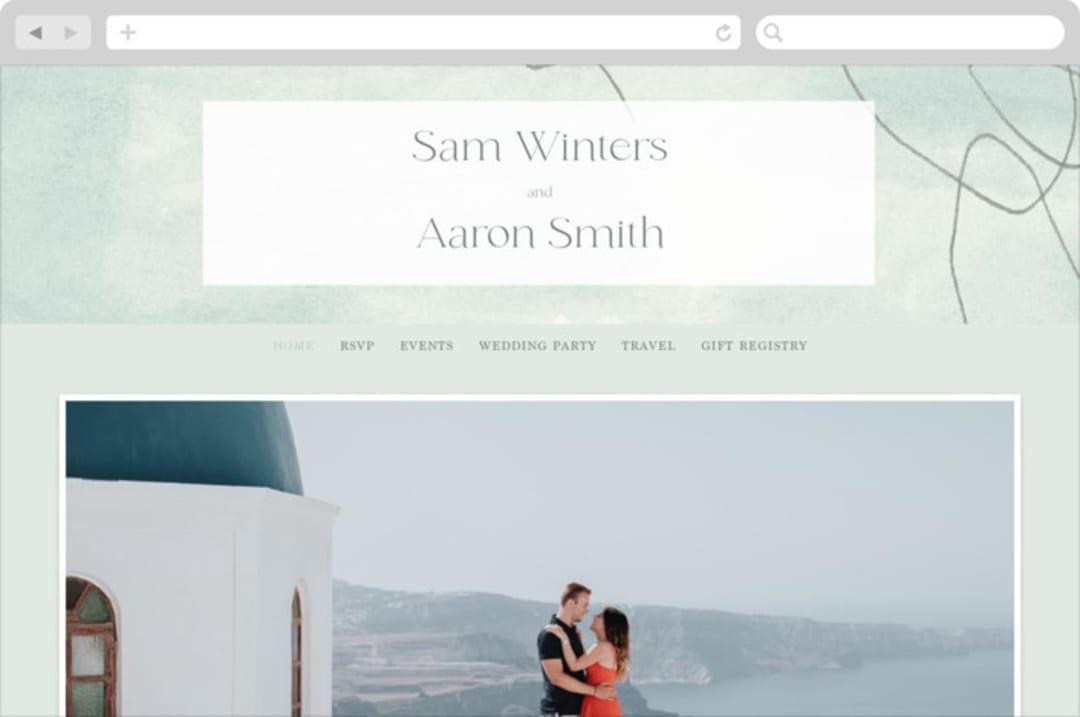 "Blue Jean Baby" - Wedding Website in Ocean by Chelsea Petaja - Desktop Design