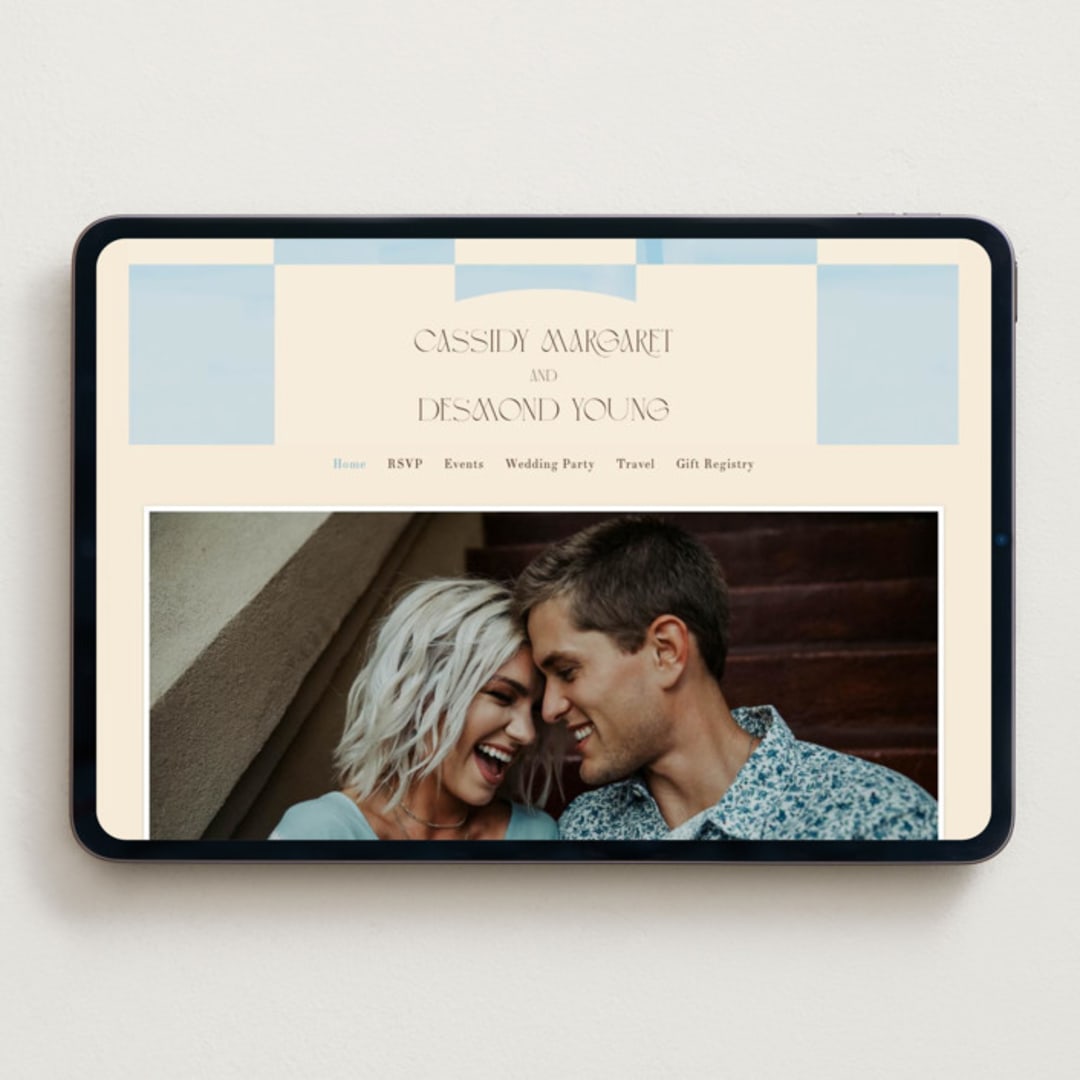 "Checker Wash" - Wedding Website in Ivory by Baumbirdy - Desktop Design