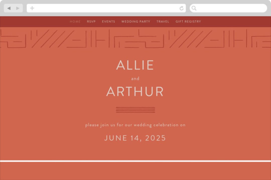 "Lines" - Wedding Website in Melon by JeAnna Casper - Desktop Design