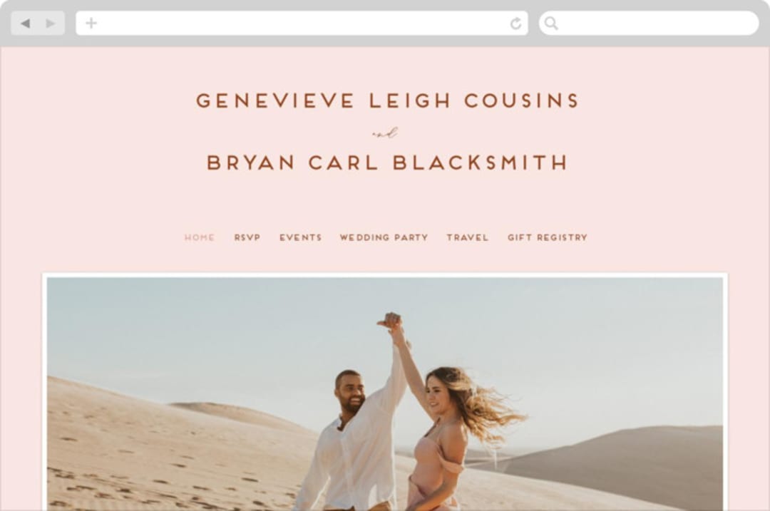 "Mod Initials" - Wedding Website in Rust by Genna Blackburn - Desktop Design