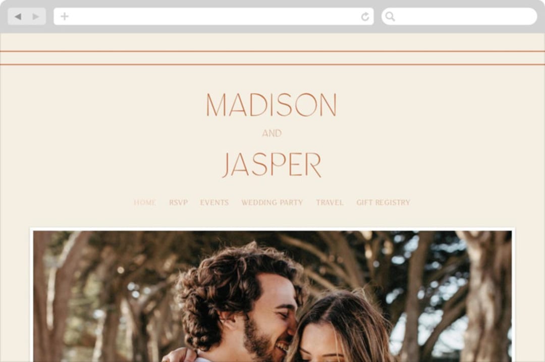 "Modern Ticket" - Wedding Website in Rust by Alethea and Ruth - Desktop Design
